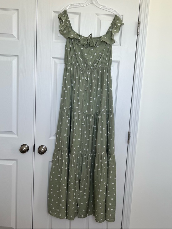 Pinkblush Dresses & Skirts - Pinkblush Olive Green Polka Dot Ruffle Maxi Dress